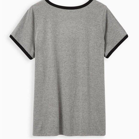 Torrid 2 Classic Fit Ringer Tee Parks and Recreation Lil Sebastian Grey - Picture 2 of 7